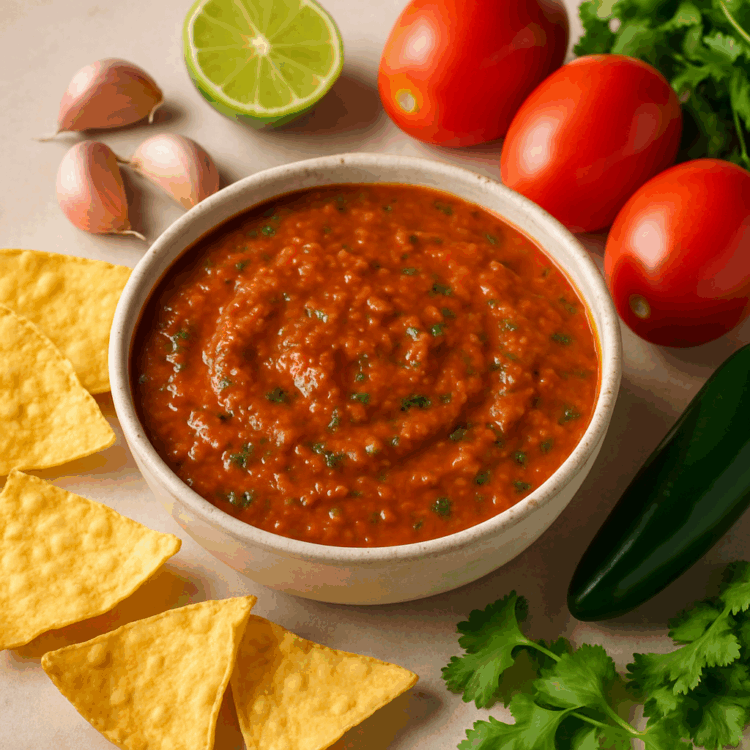 a bowl of blended salsa