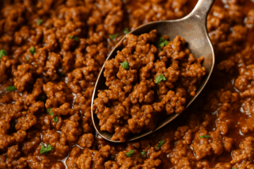 Ground beef cooked for tacos