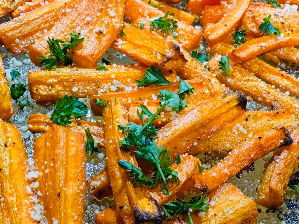 Roasted Carrots Garnished with Parsely