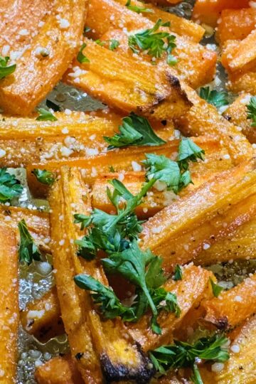 Roasted Carrots Garnished with Parsely
