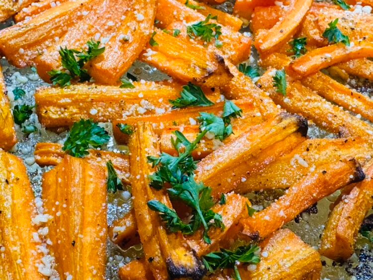 Roasted Carrots Garnished with Parsely