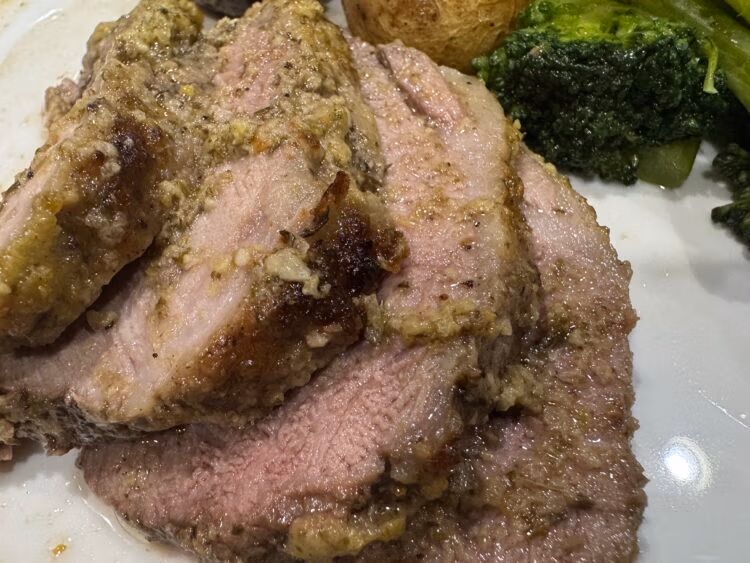 slices of perfectly roasted leg of lamb