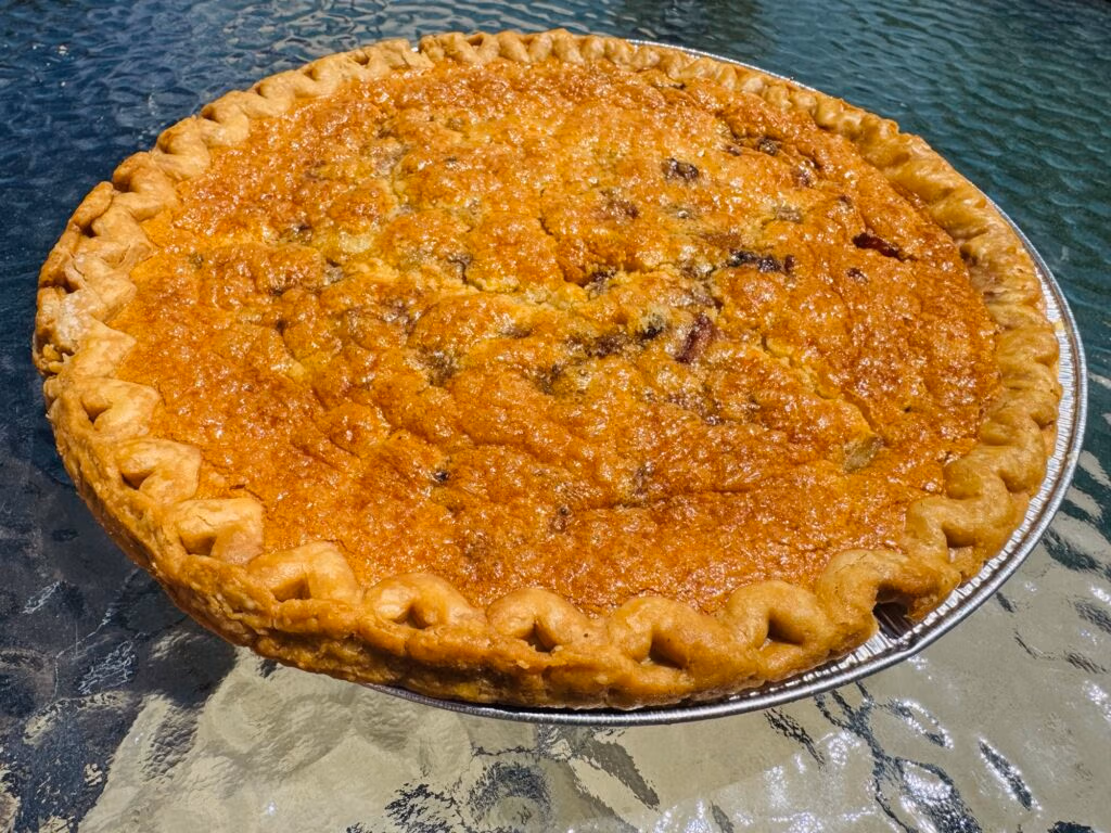 A perfectly golden baked cowboy quiche
