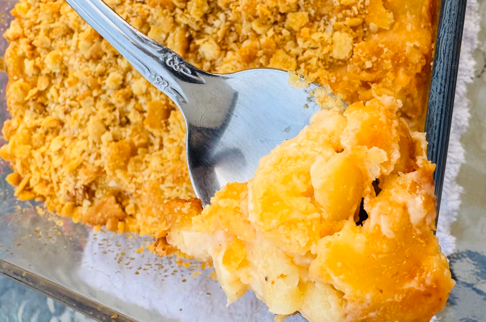 Baked Three Cheese Macaroni With Ritz Topping