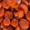 Closeup of glossy carmelized southern candied carrots