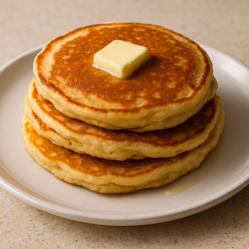 sour cream pancakes with a square dollop of butter