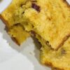 maple bacon cornbread on a white plate