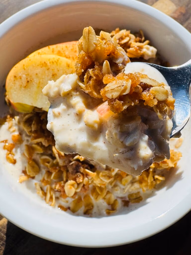 A spoonful of apple strudel overnight oats