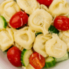 close up of tortellini pasta salad