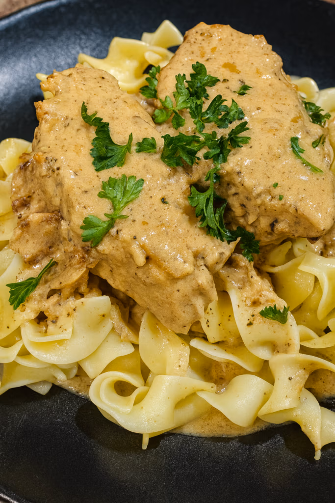 slow cooker turkey breast in creamy white wine sauce